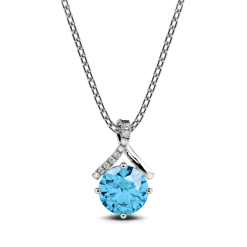Jeulia Twist Round Cut Sterling Silver Necklace Jeulia Twist Round Cut Sterling Silver Necklace