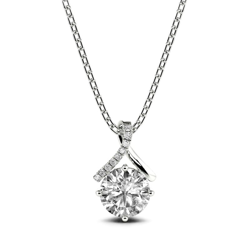Jeulia 10K/14K/18K Gold Platinum Twist Round Cut Necklace