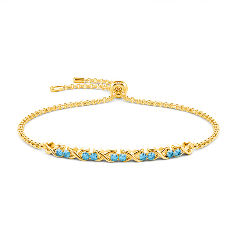 Yellow Gold Aquamarine Infinity Bracelet