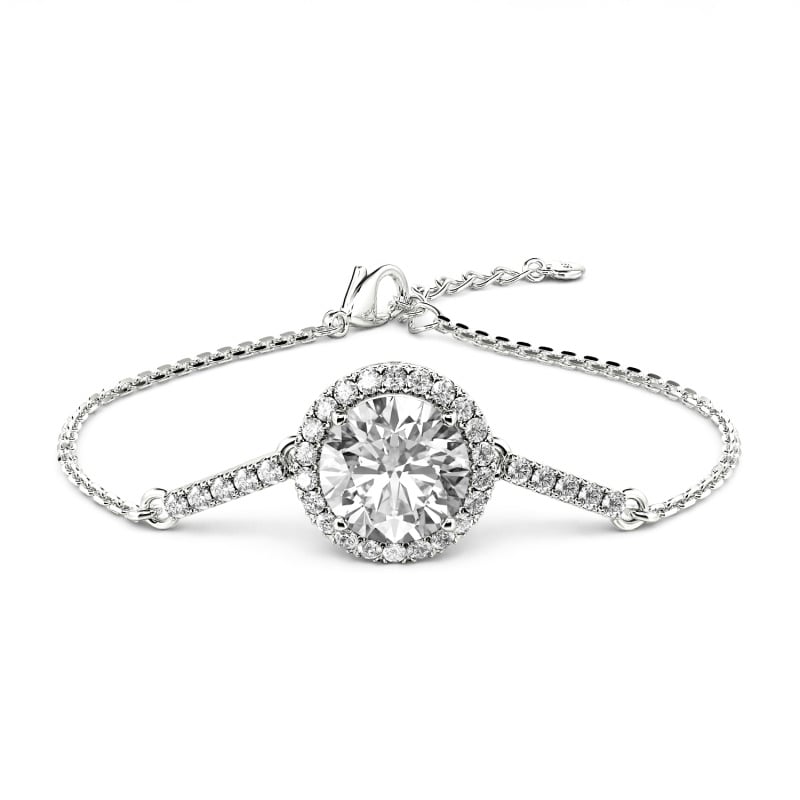 Jeulia 10K/14K/18K Gold Platinum Halo Round Cut Bracelet