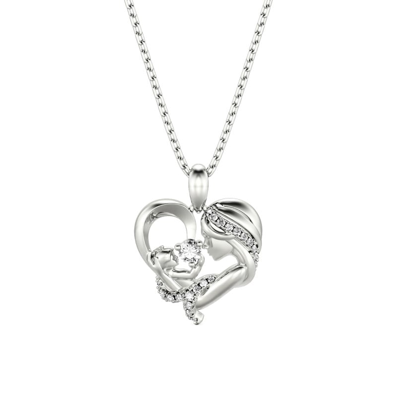 Jeulia "Warmest Protection" Custom Heart Necklace for Mom and Baby