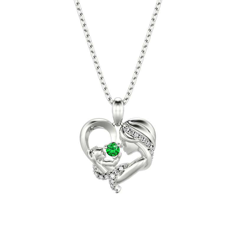 Jeulia "Warmest Protection" Custom Heart Necklace for Mom and Baby