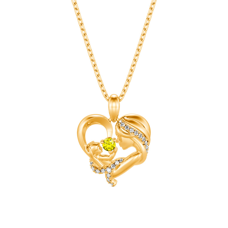 Jeulia "Warmest Protection" Custom Heart Necklace for Mom and Baby