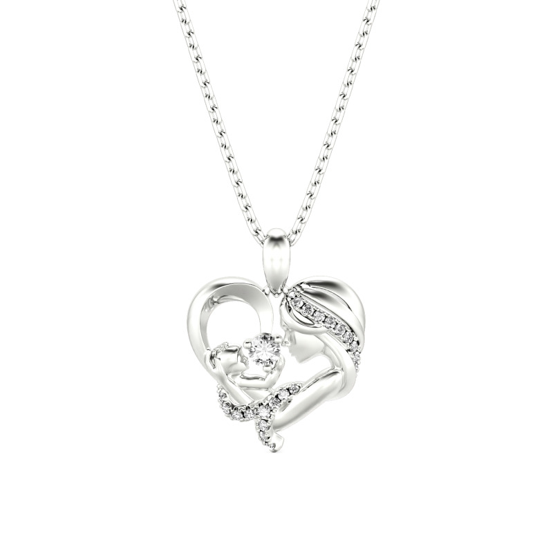 Jeulia "Warmest Protection" Custom Heart Necklace for Mom and Baby