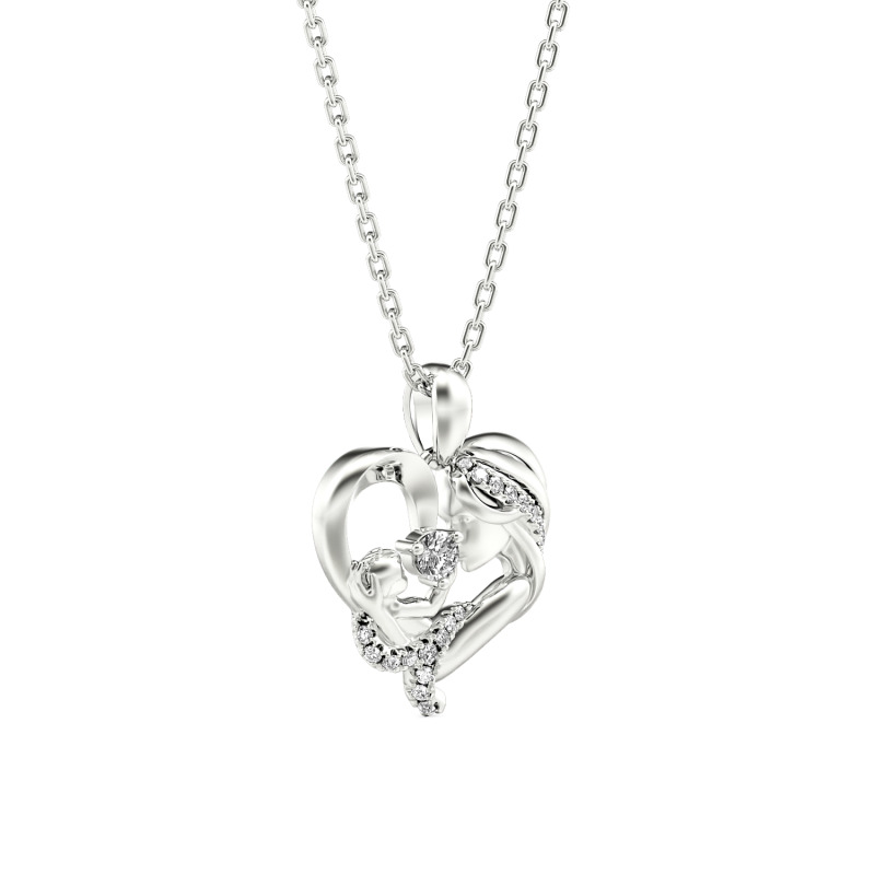 Jeulia "Warmest Protection" Custom Heart Necklace for Mom and Baby