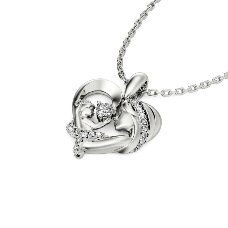 Jeulia "Warmest Protection" Custom Heart Necklace for Mom and Baby
