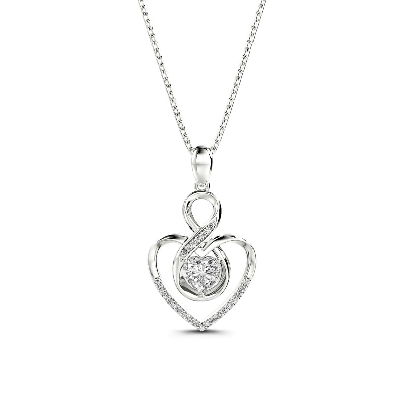 Jeulia Infinity Heart Cut Sterling Silver Personalized Necklace