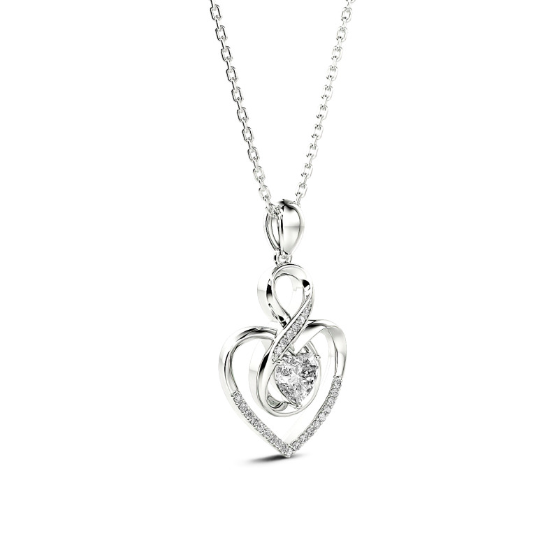 Jeulia Infinity Heart Cut Sterling Silver Personalized Necklace
