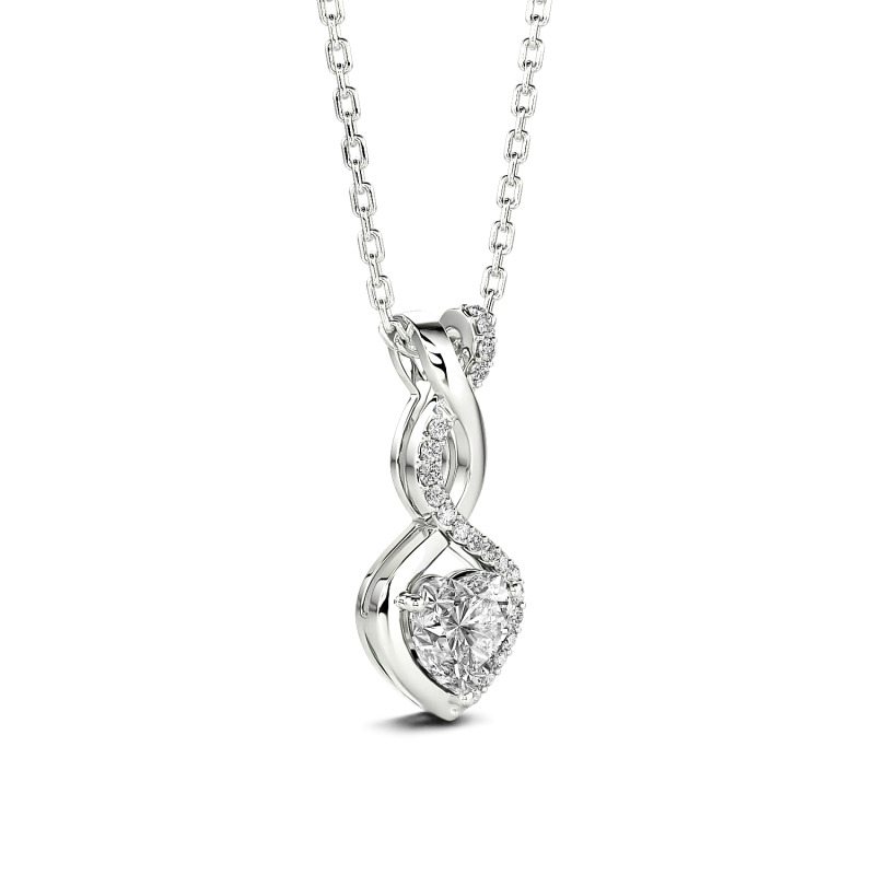 Jeulia Twist Heart Cut Sterling Silver Personalized Necklace