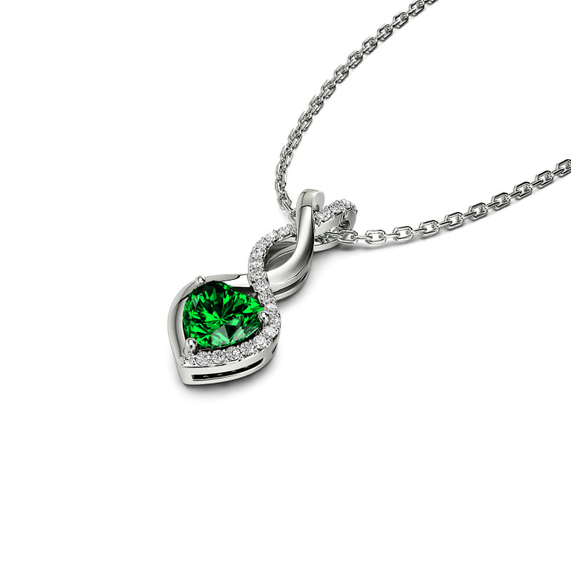 Jeulia Twist Heart Cut Sterling Silver Personalized Necklace