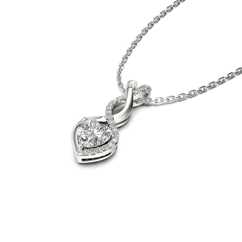 Jeulia Twist Heart Cut Sterling Silver Personalized Necklace