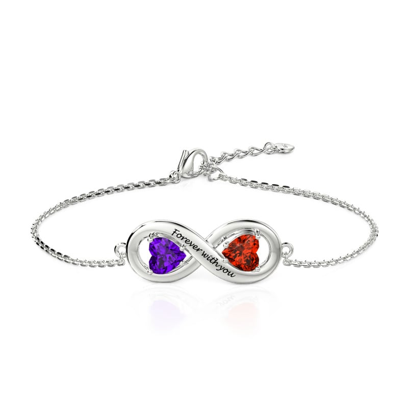 Jeulia Infinity Heart Custom Bracelet with Engraved Sterling Silver