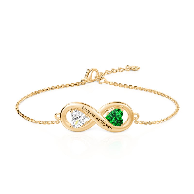 Jeulia Infinity Heart Custom Bracelet with Engraved Sterling Silver