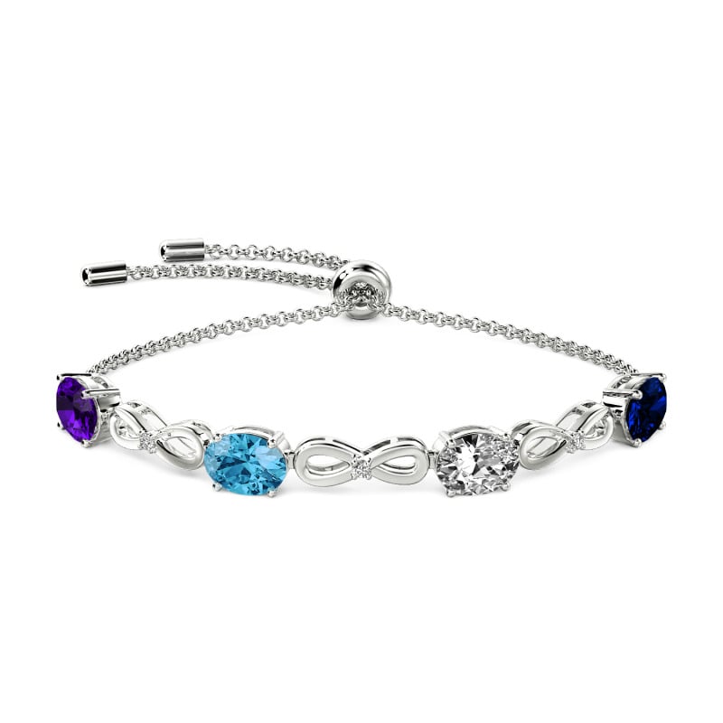 Jeulia Custom Birthstone Infinity Bracelet Five Gemstone Sterling Silver