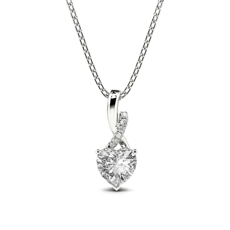 Jeulia Twist Heart Cut Sterling Silver Personalized Necklace