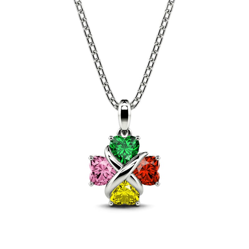 Jeulia Four Leaf Clover Custom Birthstone Necklace Sterling Silver