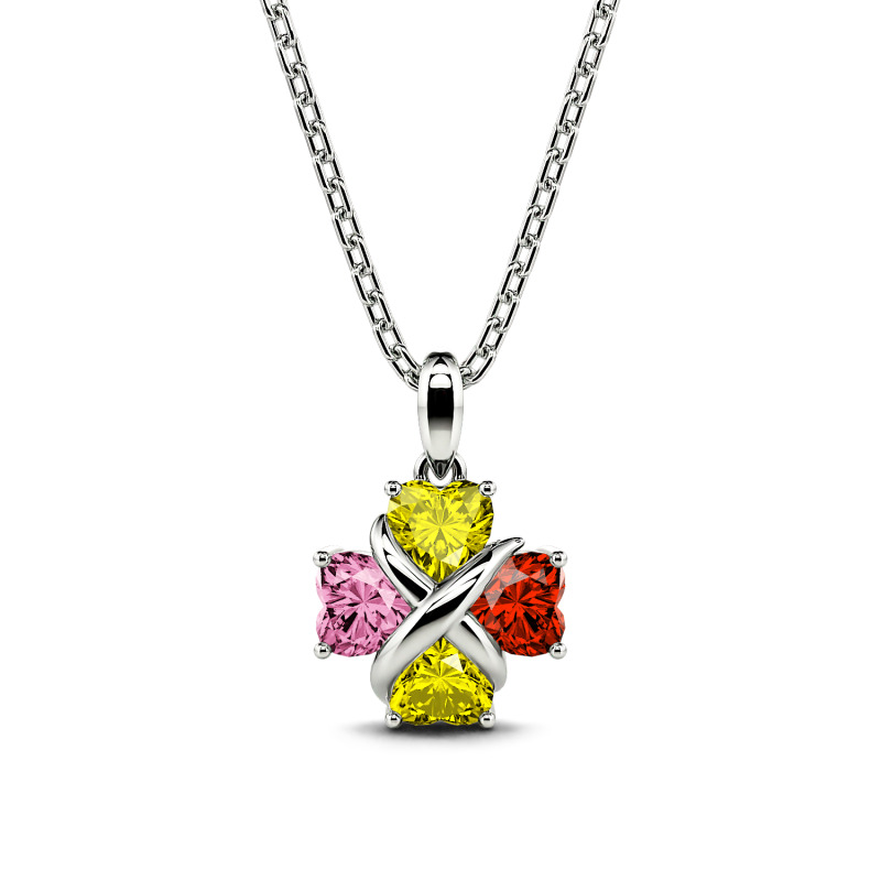 Jeulia Four Leaf Clover Custom Birthstone Necklace Sterling Silver