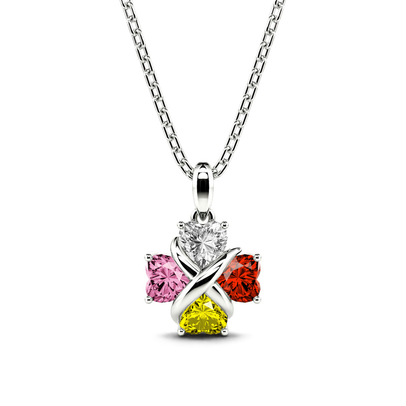 Jeulia Four Leaf Clover Custom Birthstone Necklace Sterling Silver
