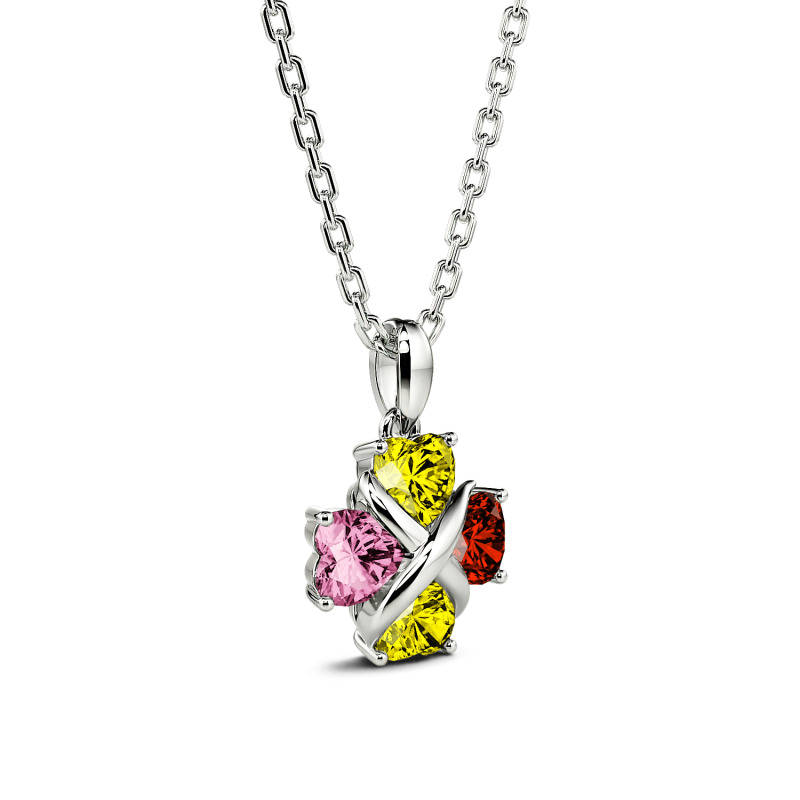Jeulia Four Leaf Clover Custom Birthstone Necklace Sterling Silver