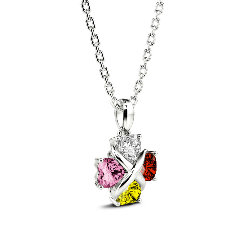 Jeulia Four Leaf Clover Custom Birthstone Necklace Sterling Silver