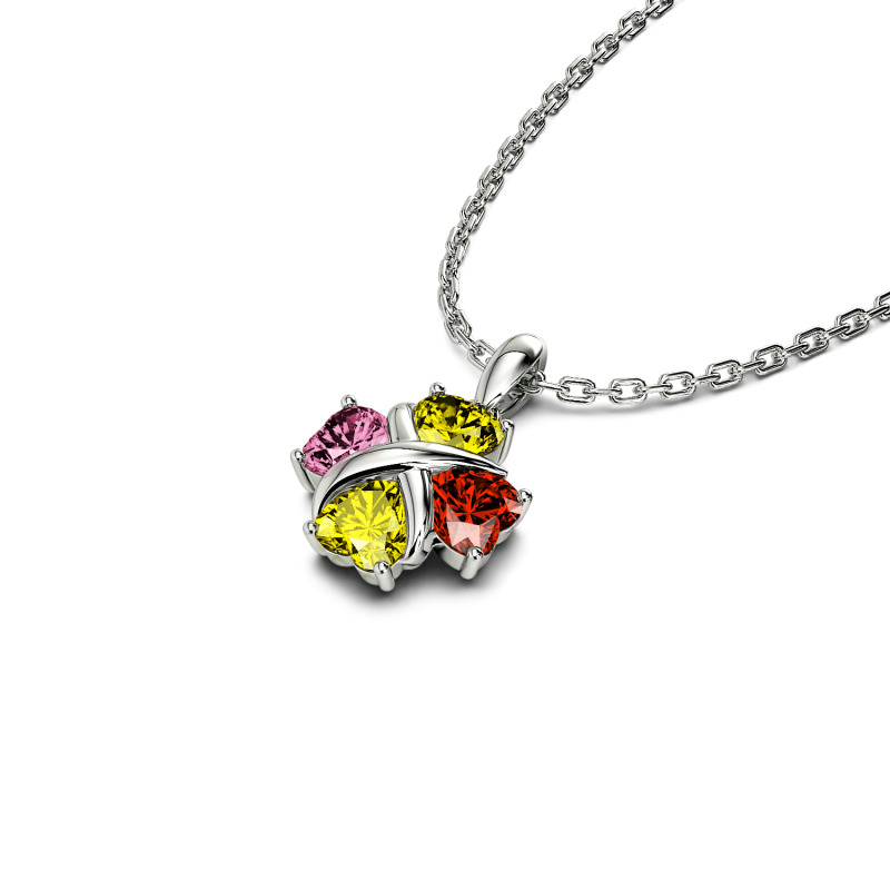 Jeulia Four Leaf Clover Custom Birthstone Necklace Sterling Silver