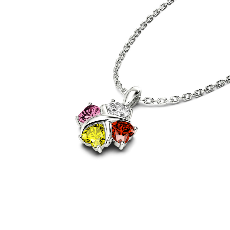 Jeulia Four Leaf Clover Custom Birthstone Necklace Sterling Silver