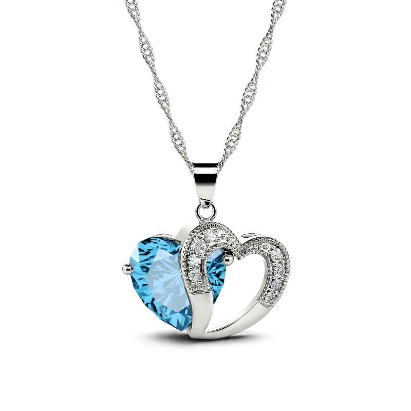 Jeulia Heart Cut Sterling Silver Personalized Necklace