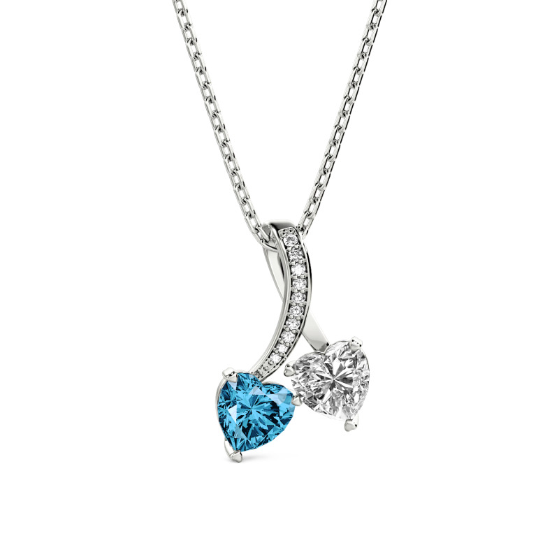 Jeulia "Entwined Hearts" Custom Heart Necklace Two Stone Twist