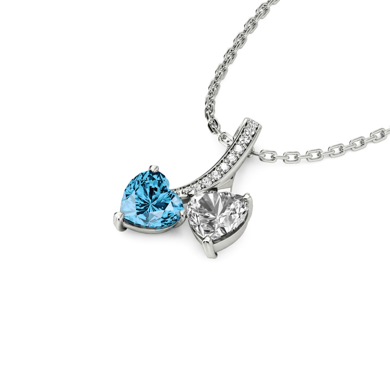 Jeulia "Entwined Hearts" Custom Heart Necklace Two Stone Twist