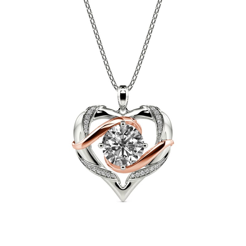 Jeulia Amore Custom Two Tone Heart Necklace