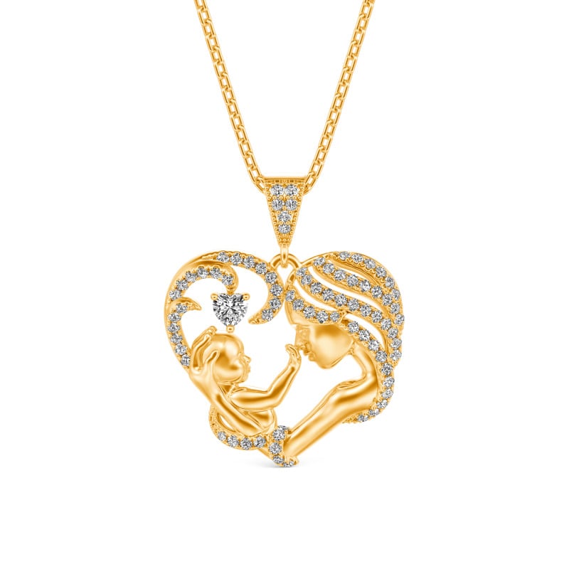 Jeulia "Heart Touch" Mom & Baby Custom Heart Necklace