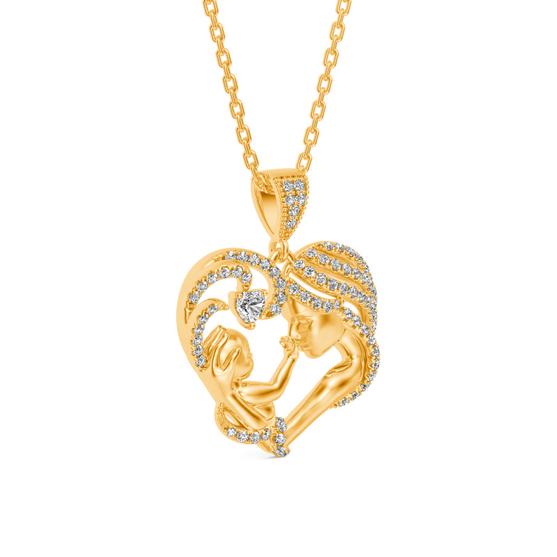 Jeulia "Heart Touch" Mom & Baby Custom Heart  Necklace