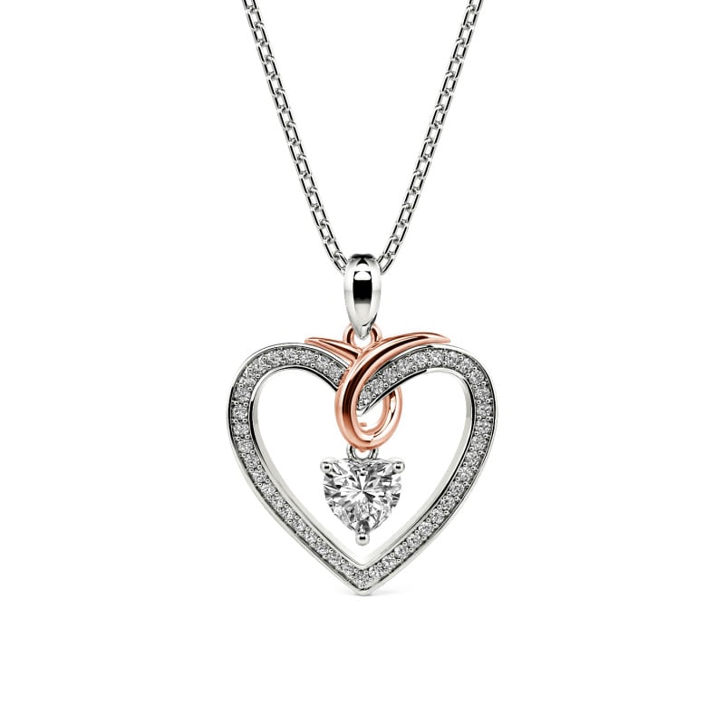 Jeulia Custom Two Tone Infinity Heart Necklace