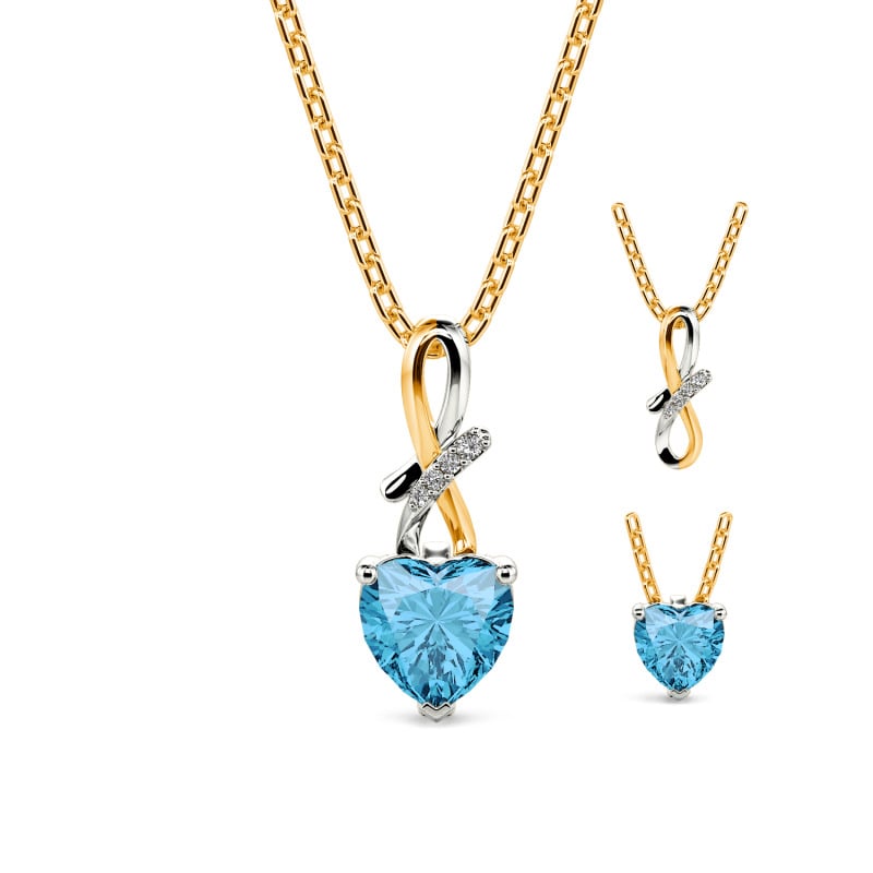 Jeulia Twist Custom Heart Necklace Two Tone Removable