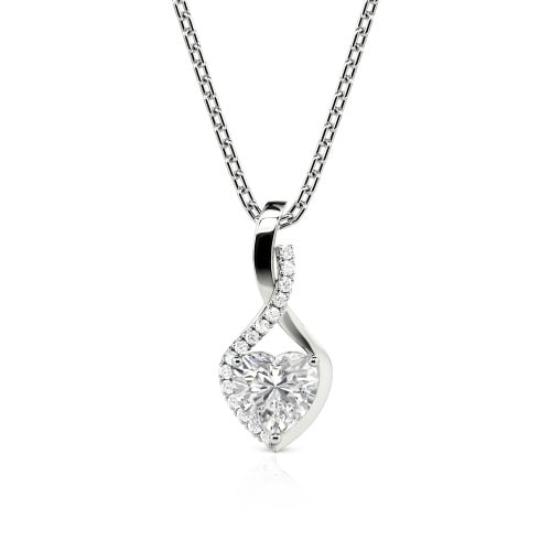 Jeulia Personalized Halo Heart Necklace with Twist Design