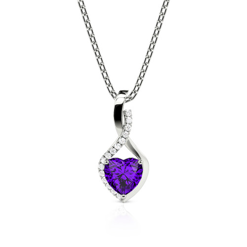 Jeulia Personalized Halo Heart Necklace with Twist Design