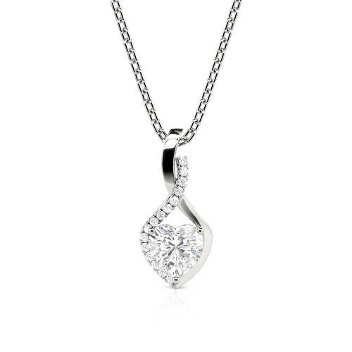 Jeulia Personalized Halo Heart Necklace with Twist Design