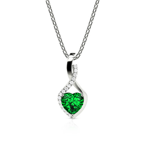 Jeulia Personalized Halo Heart Necklace with Twist Design