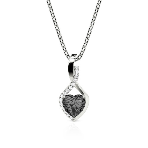 Jeulia Personalized Halo Heart Necklace with Twist Design