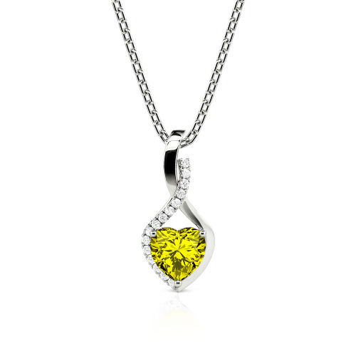 Jeulia Personalized Halo Heart Necklace with Twist Design