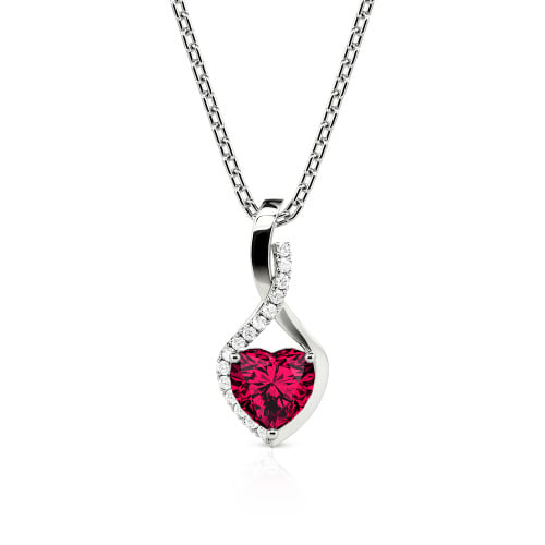 Jeulia Personalized Halo Heart Necklace with Twist Design