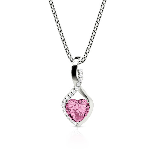 Jeulia Personalized Halo Heart Necklace with Twist Design