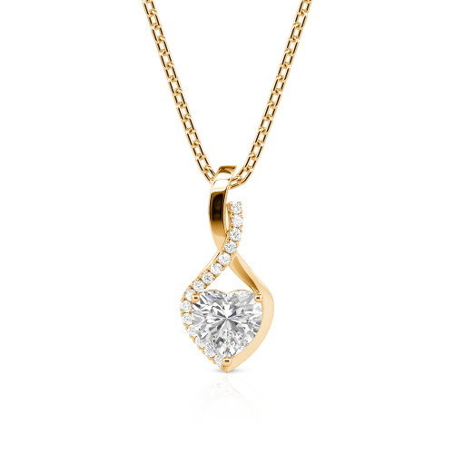 Jeulia Personalized Halo Heart Necklace with Twist Design