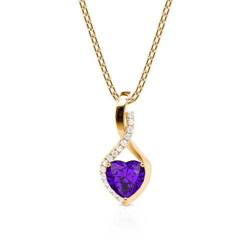 Jeulia Personalized Halo Heart Necklace with Twist Design