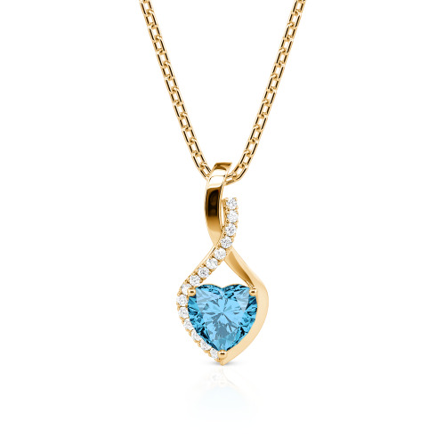 Jeulia Personalized Halo Heart Necklace with Twist Design