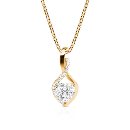 Jeulia Personalized Halo Heart Necklace with Twist Design