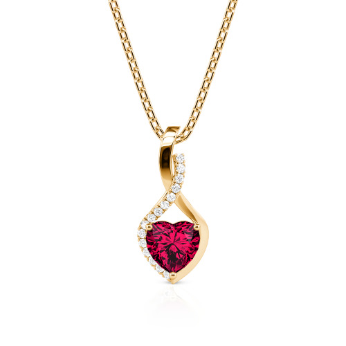 Jeulia Personalized Halo Heart Necklace with Twist Design