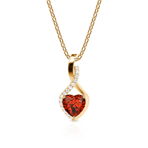Jeulia Personalized Halo Heart Necklace with Twist Design