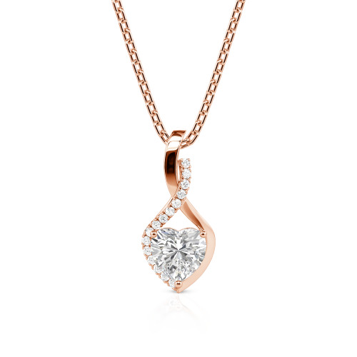 Jeulia Personalized Halo Heart Necklace with Twist Design