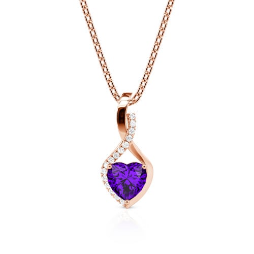 Jeulia Personalized Halo Heart Necklace with Twist Design